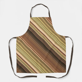 オーク素朴ブラウンとグリーンストライプ エプロン