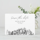 オーク結婚ランドモダンの日付の保存 招待状 (スタンド正面)