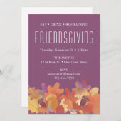 オーク葉ズ&アコーンサンクスギビングの紫とオレンジ 案内状 (正面/裏面)