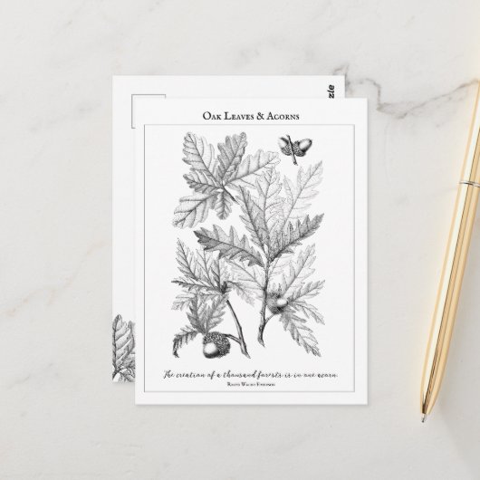 オーク葉材とアクロンズカスタマイズ可能な引用文はがき ポストカード (正面/裏面インサイチュ)