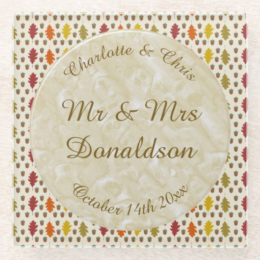 オーク葉秋とアコー結婚ズのカスタム ガラスコースター (正面)