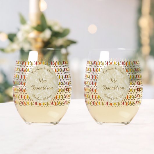 オーク葉秋とアコー結婚ズのカスタム ステムなしワイングラス (インサイチュ (ウェディング))