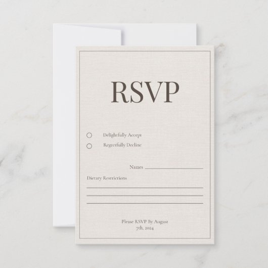 オーク&アイボリーのレスポンスカード 出欠カード (正面)