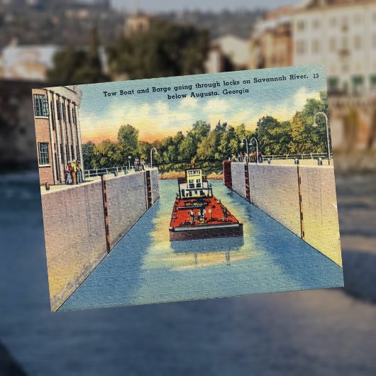 オーグスタGAヒストリカルのサバンナ川のロック ポストカード