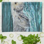 オーグッディランチタイムシーオッター絵画ズ キッチンタオル (折り畳み)