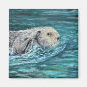 オーグッディランチタイムシーオッター絵画ズ マグネット (正面)