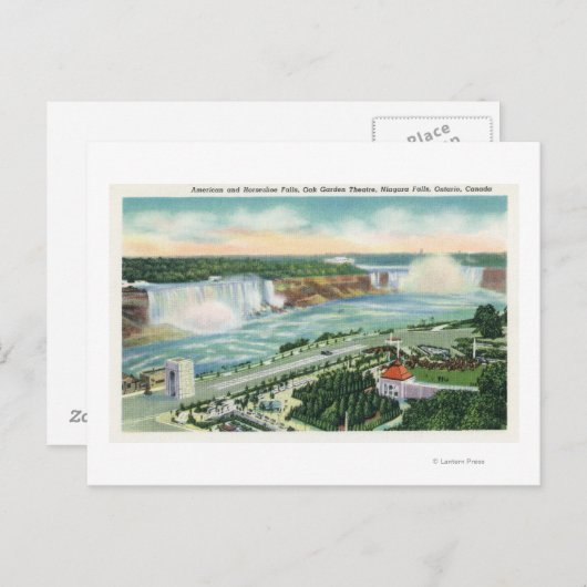 オーケスガーデンシアターと滝の空中表示 ポストカード (正面/裏面)