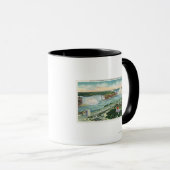 オーケスガーデンシアターと滝の空中表示 マグカップ (正面右)