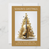 オーケストラのチェロのクリスマスツリーの金ゴールドエレガント写真 シーズンカード (正面)