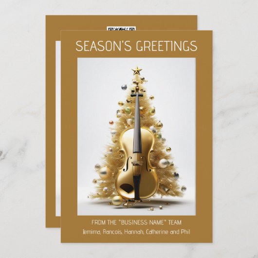 オーケストラのチェロのクリスマスツリーの金ゴールドエレガント写真 シーズンカード (正面/裏面)