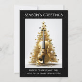 オーケストラのチェロのクリスマスツリー金ゴールドの黒い写真 シーズンカード (正面)