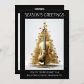 オーケストラのチェロのクリスマスツリー金ゴールドの黒い写真 シーズンカード (正面/裏面)