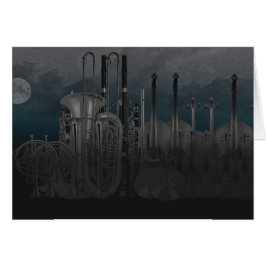 オーケストラの楽器の夜のスカイライン