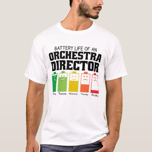 オーケストラの演出家の電池寿命 Tシャツ (正面)