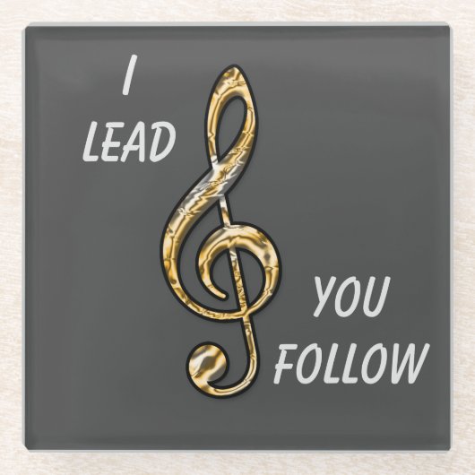 オーケストラ指揮者バンドリーダー金ゴールドクレフ、 音符記号ミュージカル ガラスコースター (正面)