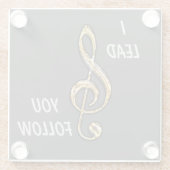 オーケストラ指揮者バンドリーダー金ゴールドクレフ、 音符記号ミュージカル ガラスコースター (裏面)