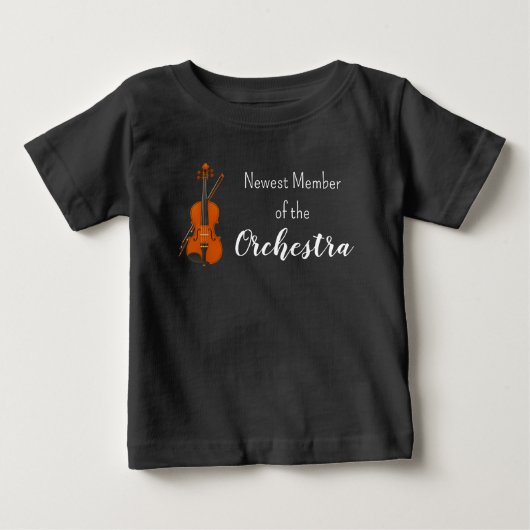 オーケストラ最新団員 バイオリンTシャツ ベビーTシャツ (正面)