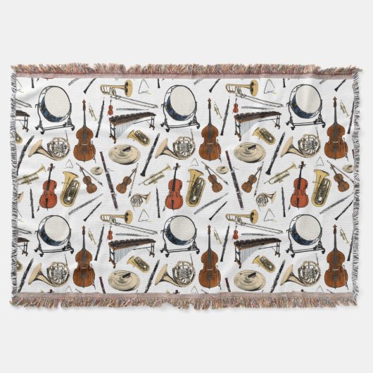 オーケストラ楽器パターン スローブランケット (正面)