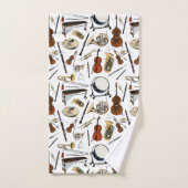 オーケストラ楽器パターン バスタオルセット (ハンドタオル)