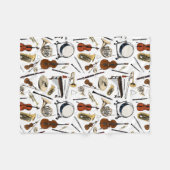 オーケストラ楽器パターン フリースブランケット (正面(横))