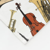 オーケストラ楽器パターン フリースブランケット (角)