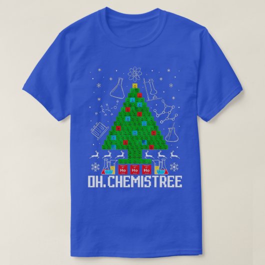 オーケミステリーおもしろい科学クリスマスツリー化学者 Tシャツ (デザイン正面)