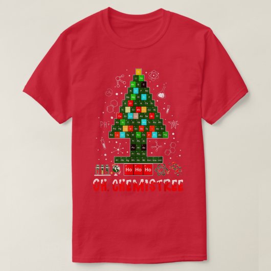 オーケミステリーおもしろい科学クリスマス化学者の木 Tシャツ (デザイン正面)