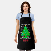 オーケミステリー化学者の木おもしろい科学クリスマス エプロン (着用した状態)