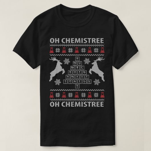オーケミステリー醜いクリスマスセーター科学スタッド Tシャツ (デザイン正面)
