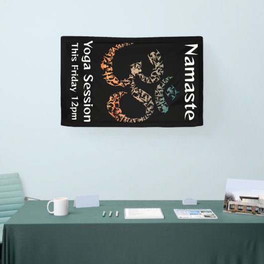 オーケーが最初のヨガはサンスクリットオムモザイクをポーズ 横断幕 (トレードショー)