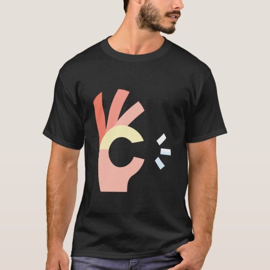 オーケー ハンドサイン OK 指 シンボル Tシャツ (正面)