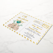 オーザプレーストラベル男の赤ちゃんシャワーアドベンチャーマップ 箔招待状 (回転した状態)