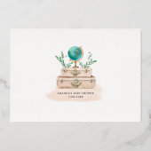 オーザプレーストラベル男の赤ちゃんシャワーアドベンチャーマップ 箔招待状 (裏面)