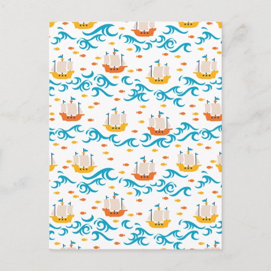 オーシャニックアドベンチャー：黄色と赤の帆船wi ポストカード (正面)