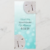 オーシャニックサンドドルアクア結婚ティール（緑がかった色）のメニューカード メニュー (裏面)