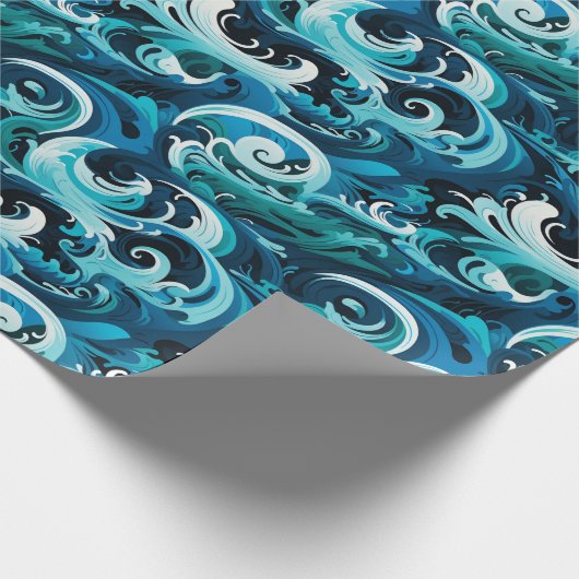 オーシャニックトーテムポール&フェザーウェーブデザイン ラッピングペーパー (角)