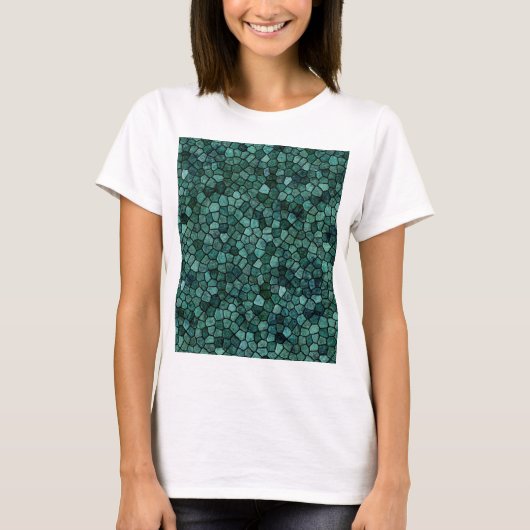 オーシャニックモザイククラストテクスチャ抽象パターン Tシャツ (正面)