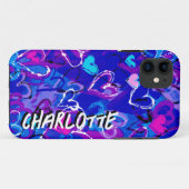 オーシャニック調和:グラフィティハートの色合いブルー Case-Mate iPhoneケース (裏面(横))