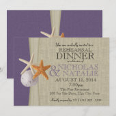 オーシャンとバーラップ パープル リハーサル ディナー 招待状 (正面/裏面)