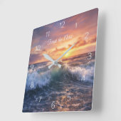 オーシャンウェーブサンセット 信頼の流れ 名言 スクエア壁時計 (傾斜)