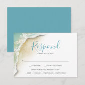 オーシャンウェーブズ ウェディング ターコイズブルー 返信 RSVP (正面/裏面)