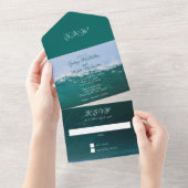 オーシャンウェーブ ディープシーグリーン ウェディング オールインワン招待状 (貼ってはがせる)