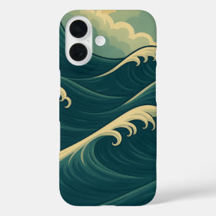 オーシャンウェーブ iPhone 16 カバー - 静かで海岸沿いの雰囲気