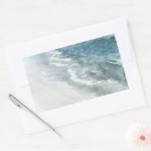オーシャンウォーターカラー – コースタルダークブルービーチ 長方形シール (封筒)