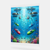 オーシャンガーディアンズ: AI船舶と潜水艦が守る アクリルサイン (傾斜)