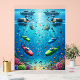 オーシャンガーディアンズ: AI船舶と潜水艦が守る アクリルサイン
