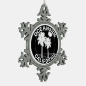 オーシャンサイドカリフォルニアサーフィンサーフ スノーフレークピューターオーナメント (左)