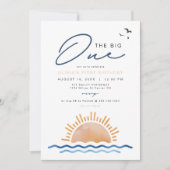 オーシャンサイドビーチサンセットファースト誕生日パーティー 招待状 (正面)