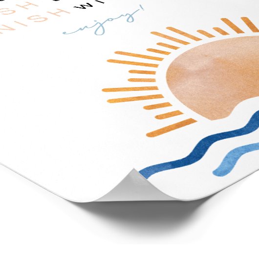 オーシャンサイドビーチトロピカルサンセットモモザバーサイン ポスター (角)