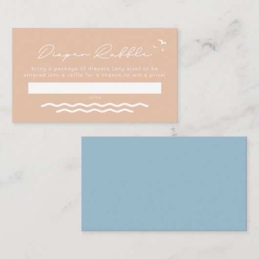 オーシャンサイドビーチ熱帯ベビーおむつラッフルカード プレイスカード (正面/裏面)